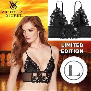 🔥On Sale🔥 🆕 Victoria’s Secret Black Lace Floral Embroidered Line Bralette Bra